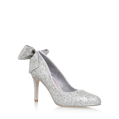 Silver 'Coral' high heel court shoes